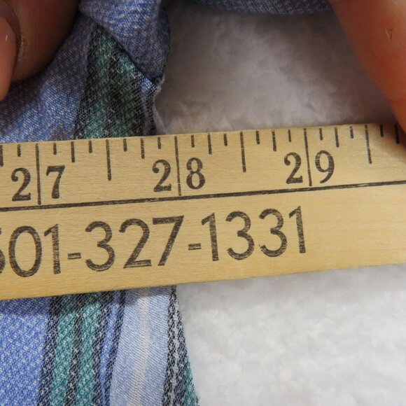 Catherines Shirt Womens Size 3X Stripe Blouse Blue Green Roll Tab Sleeves - Picture 7 of 8